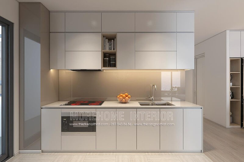 Tủ bếp đẹp kiểu dáng chữ i được nhiều khách hàng ưa chuộng trong vài năm trở lại đây Tủ bếp hiện đại đẹp