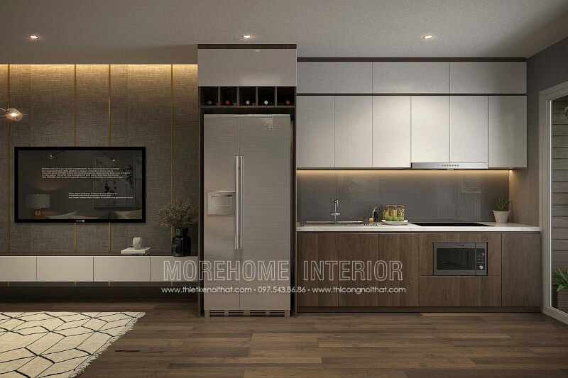 Mẫu tủ bếp gỗ công nghiệp hiện đại cho nhà phố tại Hồ Chí Minh Tủ bếp hiện đại đẹp