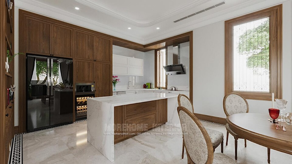 Mẫu tủ bếp chữ L phong cách hiện đại đẹp cho nhà biệt thự Thiết kế và sản xuất tủ bếp đẹp