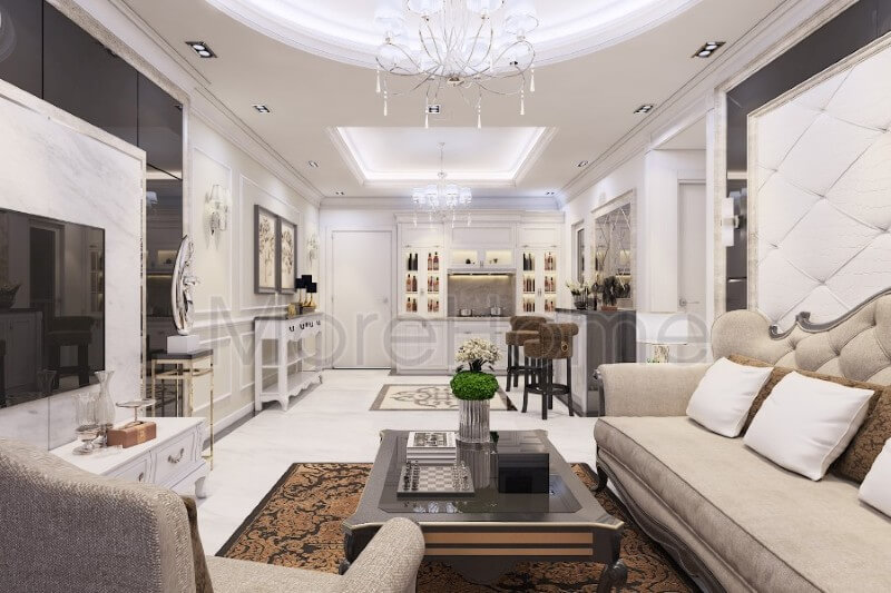 Ấn tượng với phòng khách tân cổ điển siêu đẹp