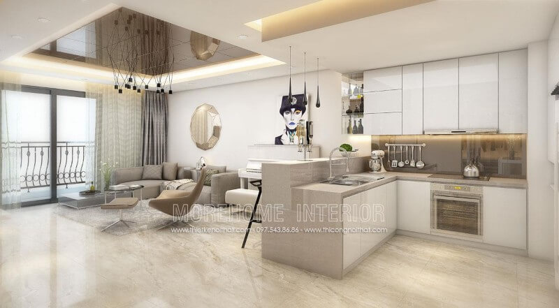 Mẫu tủ bếp gỗ chung cư sang trọng Thiết kế tủ bếp đẹp