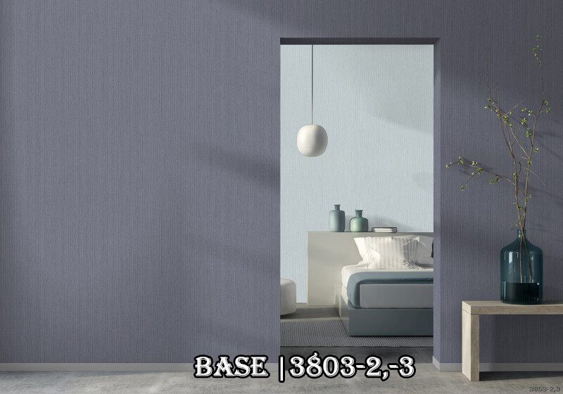 Phối cảnh 3D gợi ý kết hợp trang trí không gian của bạn bằng 2 mẫu giấy dán tường đơn sắc 3803-2 và 3803-3.