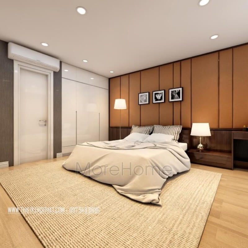 Tủ gỗ công nghiệp hiện đại dạng cửa lùa âm tường tiết kiệm tối đa được khoảng diện tích không gian phòng ngủ thêm rộng thoáng hơn