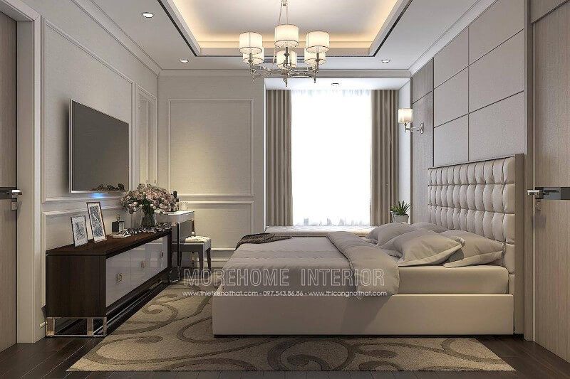 Thiết kế nội thất phòng ngủ chung cư với đồ nội thất sang trọng, trang nhã