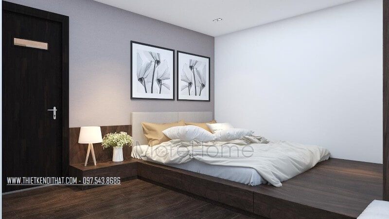 Trang trí nội thất phòng ngủ chung cư ấn tượng với tranh treo tường họa tiết độc đáo