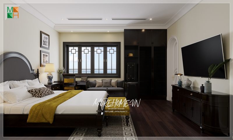 Kệ tủ tivi bên cạnh công năng chính chúng còn góp phần giúp không gian phòng ngủ trở nên tinh tế và ấn tượng hơn.